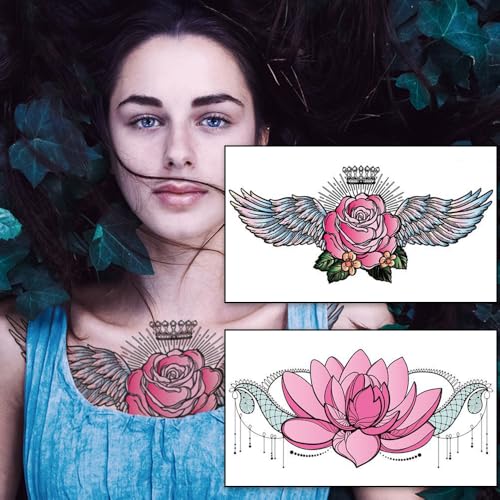 Temporary Neck Tattoos for Women 6 Pack - Realistic Fake Stickers