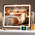 Hasipu Vanity Mirror with Lights 24" x18¡± -Makeup Mirror with Lights and 5X Magnification, Phone Holder, USB Charging & Smart Touch 3-Color Lighting (Gold)