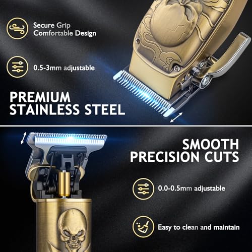 Audoc Professional Cordless Hair Clippers for Men Pro Li Outliners Trimmer Low Noise Hair Trimmer for Men Quiet Metal Housing Hair Cutting Kit for Home Barber Kid Father