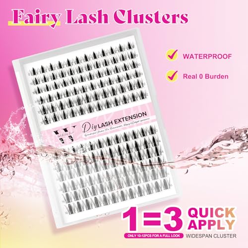 Manga Eyelash Clusters 144pcs D-Curl 8-16mm DIY
