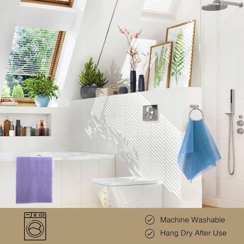 African Exfoliating Net Bath Sponge 3 Pcs - UJFQBH, Color Variants Purple Gray Blue, 30in x 80in