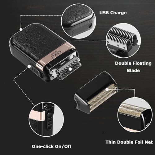 KEMEI Hair Trimmer for Men Professional & Waterproof Foil Shaver with Replaceable Foil Mesh, Zero Gapped Hair Clippers, Cordless Electric Razor for Men, Mens Grooming Shaving Kit, KM 2299, KM 2024