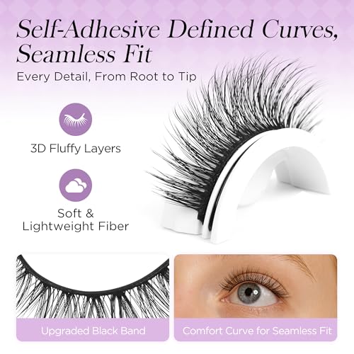 Self Adhesive Eyelashes - Pre Glued Wispy Faux Mink Lashes, 5 Pairs