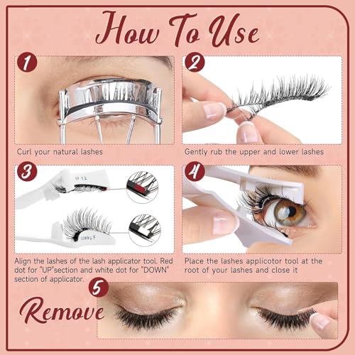Magnetic Eyelashes Kit with Applicator & Mirror - Natural Look