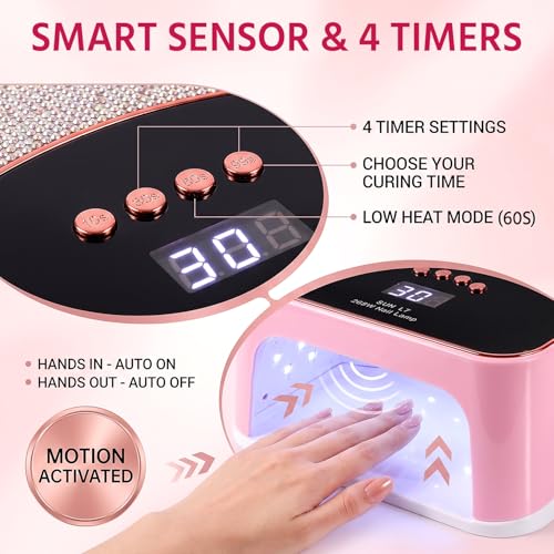 AILALUO 268W UV LED Nail Lamp - Pink with 4 Timers for Gel Nails, Fast Curing