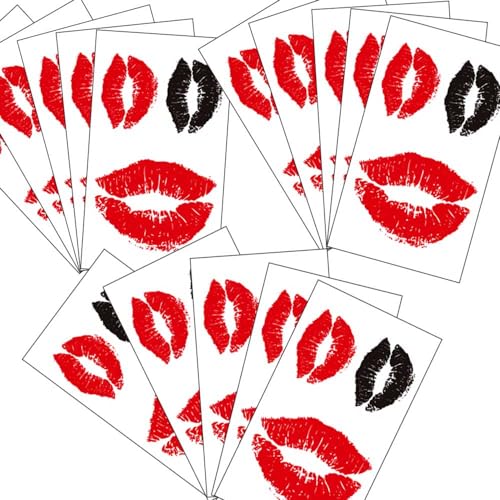 Lip Print Temporary Tattoos - 15 Sheets Waterproof Fake Tattoos