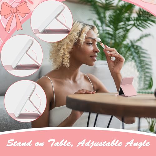 12 Pcs Compact Folding Pocket Mirror Set - 4.2'' Pink Handheld Mirrors