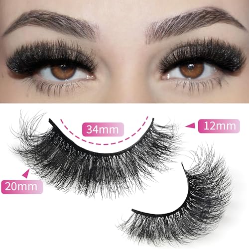 Mink Lashes 20mm Faux Mink Lashes Cat Eye Big Long False Eyelashes Dramatic Soft 3D Volume 20 Pairs Strip Eyelashes Pack by INSPEAUTY