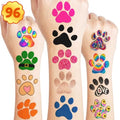 96PCS Dog Cat Paw Print Pre-Cut Temporary Tattoos for Kids Themed Birthday Party Decorations Supplies Decor Favors Super Cute Animal Tattoo Stickers Gifts for Games Boys Girls Rewards
