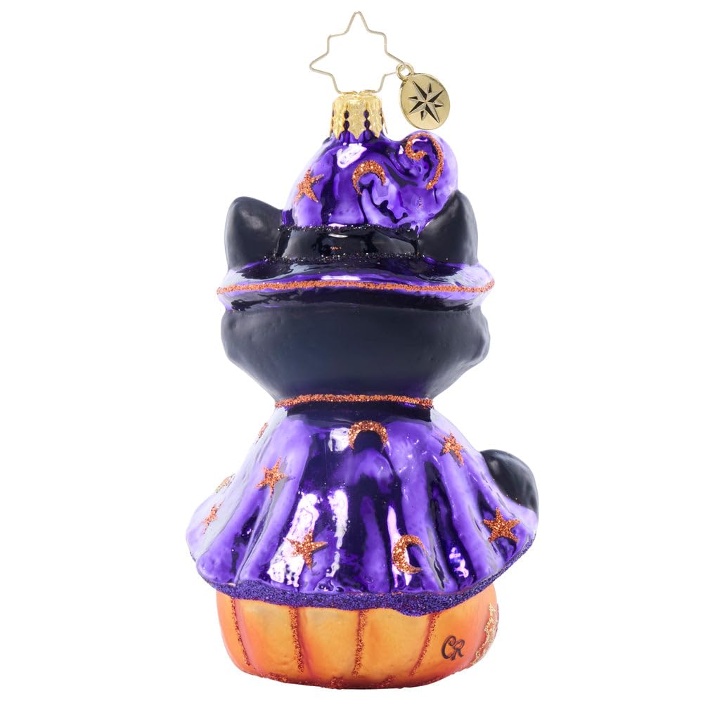 Christopher Radko Hand-Crafted European Glass Halloween Christmas Tree Decorative Ornament, Witchy Whiskers