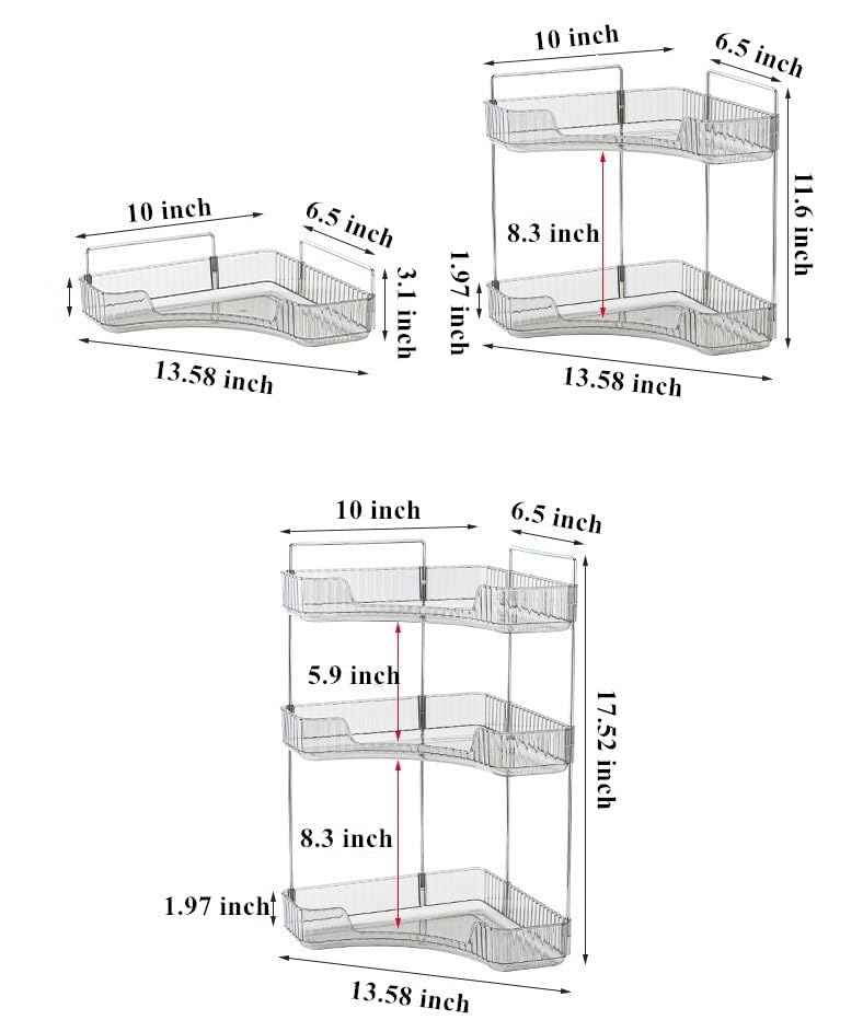 CESTATIVO Corner Bathroom Counter Organizer, Vanity Trays for Bathroom, Skincare Makeup Organizer Shelf, Shelf Cosmetics, Toiletries, Lotions, Perfumes (2 Tiers, Clear)