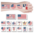 56 Pack American Flag Temporary Tattoos Waterproof