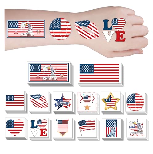 56Pc American Flag Temporary Tattoos Waterproof