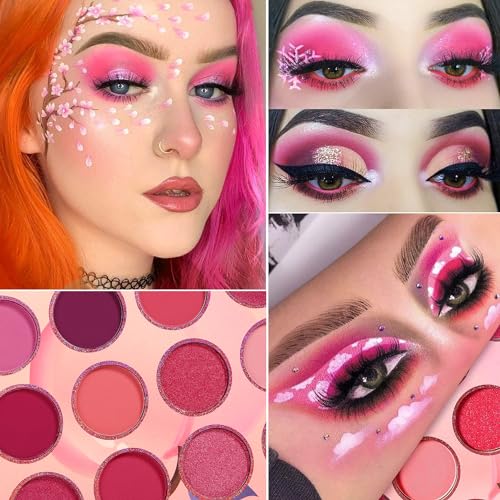 DE'LANCI Pink Eyeshadow Palette - 12 Shades, Highly Pigmented
