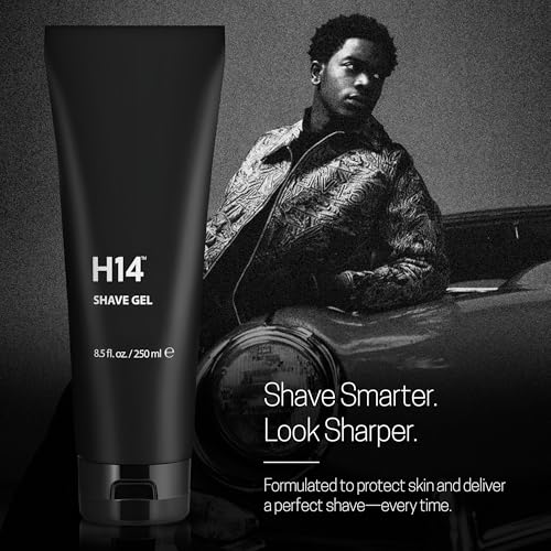 H14 Shave Gel for Men ? Clear, Non-Foaming Gel with Glycerin & Panthenol ? Soothes Razor Burn for Sensitive Skin ? Precision Glide for Beard & Head Shavers ? 8.5 fl oz / 250 ml