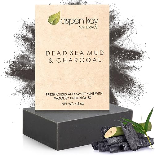 Aspen Kay Naturals Handmade Dead Sea Mud Soap Bar, Activated Charcoal & Pure Essential Oils, 4.5 oz Bar