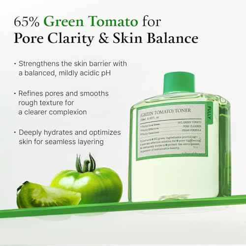 FULLY Green Tomato Toner, Pore Tightening with 95% Green Tomato Extract and VIT C, Skin Soothing and Hydrating, Fragrance Free, Vegan & Dermatologically Tested, 8.45 fl.oz