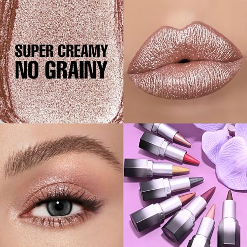 Metallic Shimmer Lipstick & Liner Combo | Full Coverage Hydrating