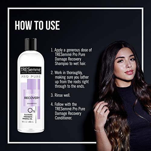 TRESemm? Pro Pure Shampoo for Damaged Hair Damage Recovery Sulfate, Paraben and Dye Free, 16 Fl Oz (Pack of 4)