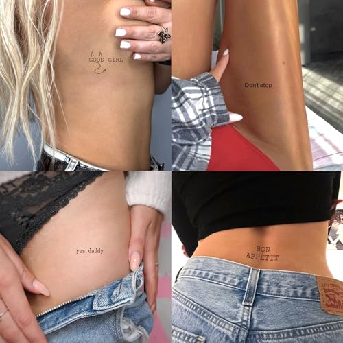 Tribal Tramp Stamp Semi Permanent Temporary Tattoos, Long Lasting Sexy Belly Chest Waist Thigh Arm Temporary Fake Tattoos for Women, Realistic, Waterproof and Non-Reflective, 2 Sheets