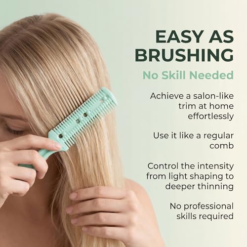 Portable Green Hair Trimmer Comb - Dual-Sided Razor for Frizz & Grooming