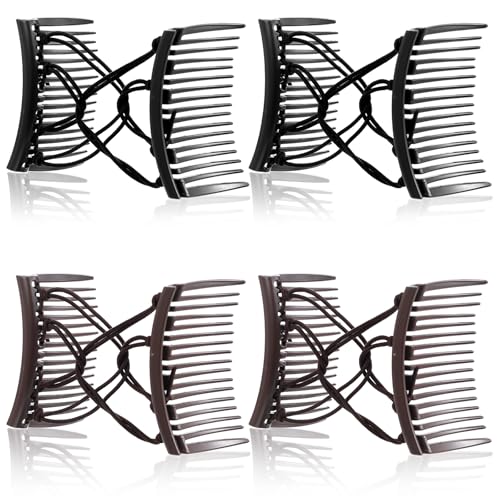 Elastic Magic Hair Comb Clips - 4 Pack Adjustable Hair Pins for Women