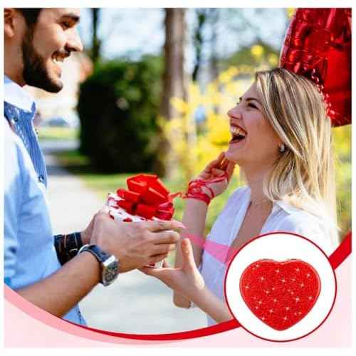 Red Heart Shaped Compact Mirror for Purse,1x/2x Magnification Cute Travel Mirror with Glitter,2.76 inch Double-Sided Mini Folding Mirror,Small Pocket Mirror for Gift,Travel Essentials