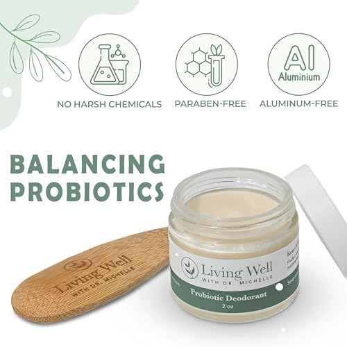 Living Well with Dr. Michelle Probiotic Whole Body Deodorant Cream | Unscented, Aluminum-Free & Paraben-Free | Natural Deodorant for Sensitive Skin, Underarms & Beyond