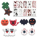 Halloween Nipple Covers 8 Pairs & Temporary Tattoos Kit - Bat, Skeleton, Pumpkin Spider Pasties with Gothic Face Stickers | Latex-Free Body Adhesive | Party Rave Cosplay Costume Accessories