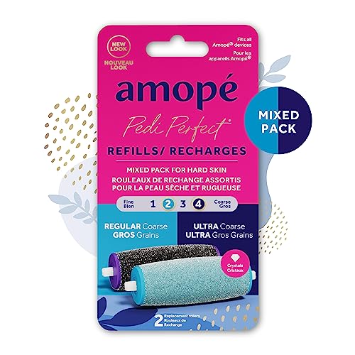 Amope Pedi Perfect Electric Foot File Replacement Roller Heads, 2 Pack