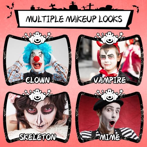Clown Makeup Kit - Black White Red Face Paint Halloween SFX