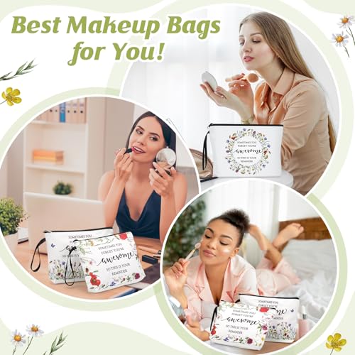 Reginary 20 Pcs Makeup Bags Gift for Women Bulk Inspirational Flower Canva Cosmetic Bag with Zipper You Are Awesome Thank You Gift for Staff Employee Coworker Team Nurse Caregiver (Inspirational)