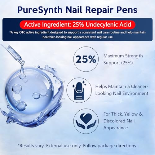 PureSynth Extra Strength Nail Repair Pen - 25% Undecylenic Acid, Aloe & Vitamin E, 4 Pack