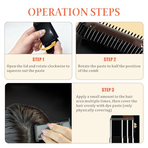 3-Pack Hair Color Stick with Comb - Waterproof Touch-Up Dye