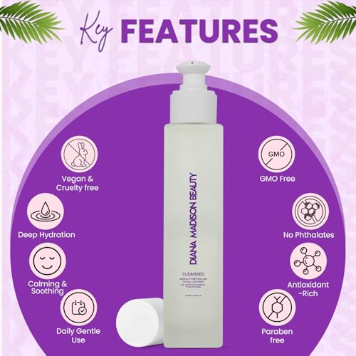 Cleansed Ginkgo Purifying Gel Facial Cleanser? Makeup Remover & Hydrating Cleanser for All Skin Types? Enriched with Ginkgo Biloba, Buckwheat & Lavender? Gentle, Anti-Aging Formula, 100ml