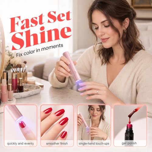 3-in-1 One Step Gel Nail Polish Pen Set with Portable UV LED Light