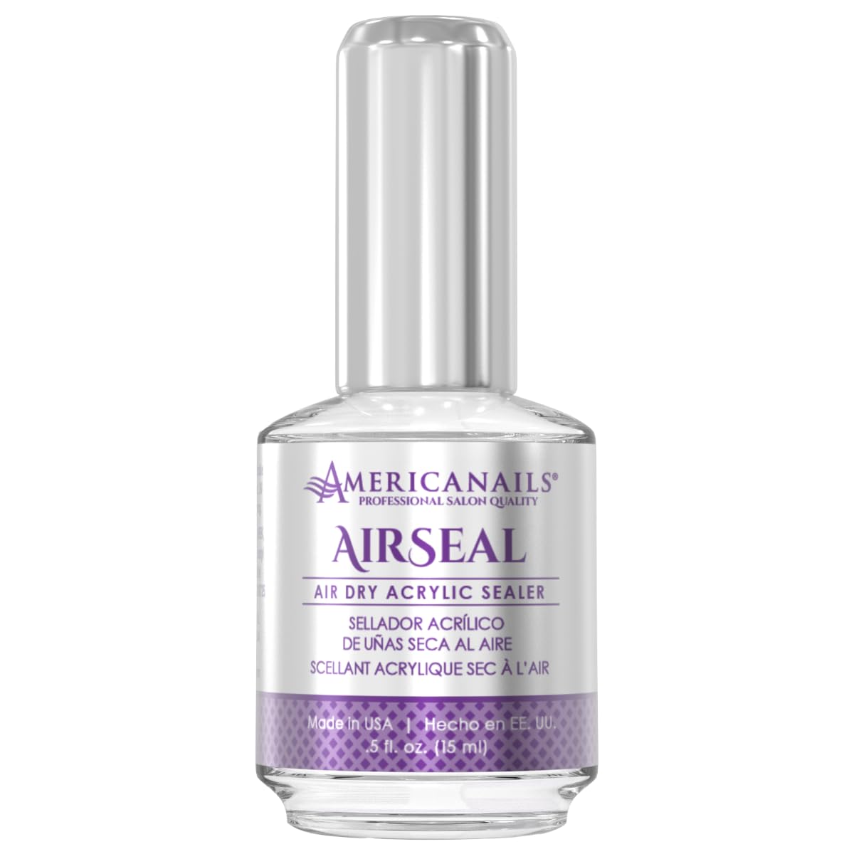 Americanails AirSeal Air Dry Acrylic Sealer - Rapid-Drying, Glass-Like Finish on Acrylic, Dip, Gel Nails, & Wraps, UV Protection, Ultra Glossy, Flawless, Lasting Shine, Easy Application, .5oz