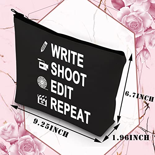 BDPWSS Write Shoot Edit Repeat Filmmaker Film Director Gift Funny Filmmaking Gift For Movie Buff Script Writer Makeup Bag For Women (Write shoot edit bl)