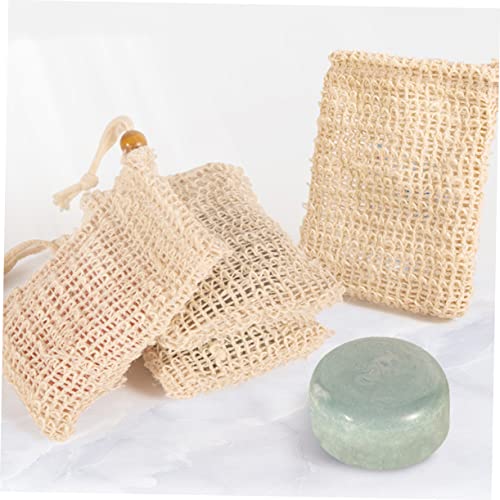 4Pc Sisal Mesh Soap Foaming Bags with Drawstring