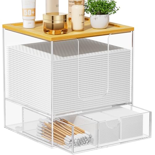 VITVITI Acrylic Bamboo Face Towel Holder with Drawer - XL Size
