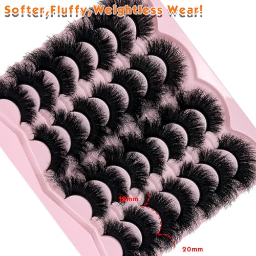 Fluffy Faux Mink Strip Lashes 20mm - 14 Pairs Reusable