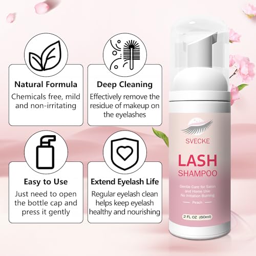 Lash Shampoo Kit for Eyelash Extensions, Cleanser & Brush Set