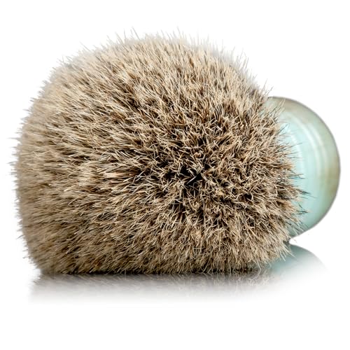 Lather & Wood Shaving Brush for Men- Premium 100% Badger Hair - High End Blue Agate Resin Handle