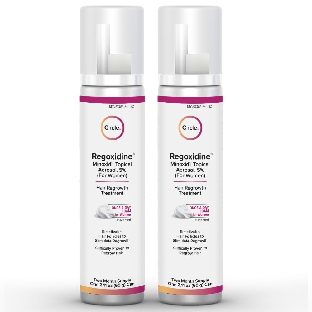 Regoxidine Women's Minoxidil Topical & Foam Helps Restore Top of Scalp Hair Loss and Support Hair Regrowth with Unscented Topical Treatment for Thinning Hair (5% Foam 4-Month Supply)