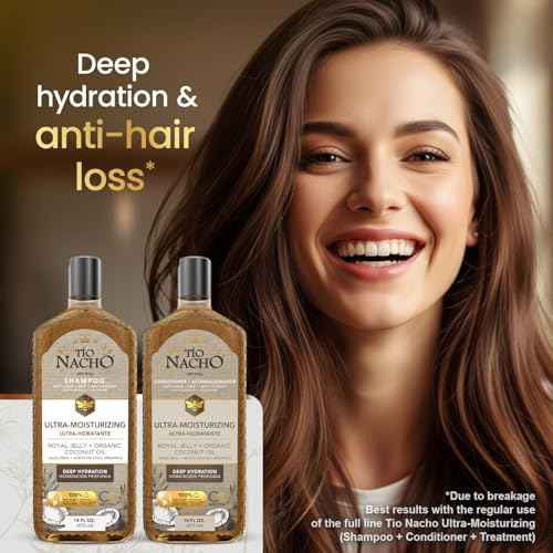 Tio Nacho Ultra-Moisturizing Frizz Control Shampoo and Conditioner Set with Organic Coconut Oil and Royal Jelly for Deep Hydration, Anti-hair loss products for healthier-looking hair, 14 fl oz Each