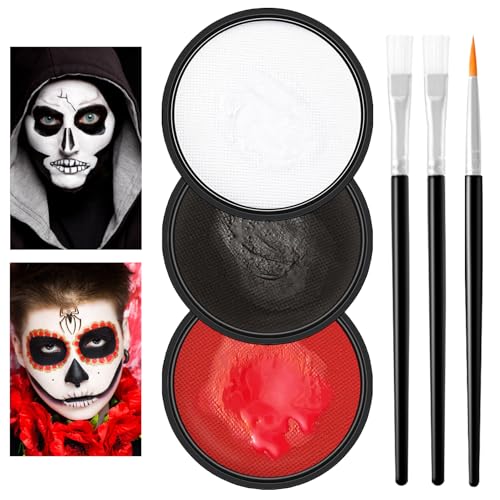 Clown Makeup Kit,Red Black and White Face Painting Kit Professional,Water Based Paint Halloween Makeup,Clown Face Paint for Kids and Adults,Zombie Joker Vampire Make up