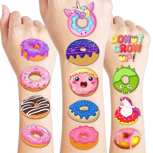 96 Donut Temporary Tattoos for Kids Birthday Party Favors