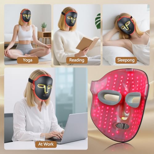 Red Light Therapy for Face Mask ? LED Face Mask Light Therapy with Red Blue LED and Infrared Light, Anti-Aging, Blemish Repair Treatment