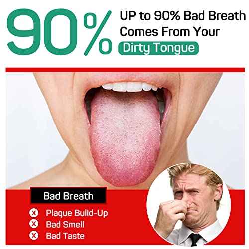 RONAVO Tongue Scraper for Adults (4 PC), Metal Tongue Scraper Rustproof (Travel Cases Included) Reduce Bad Breath, Tounge Scrappers Oral Care, Easy to Use & Wash, 2 Colors