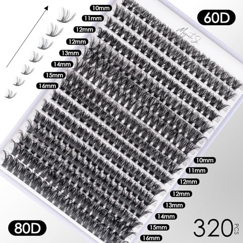 DIY Eyelash Extension Kit - 320pcs Cluster Lashes 10-16mm